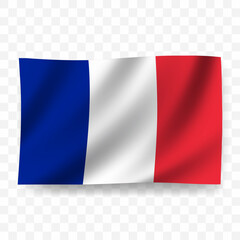Waving flag of French. Illustration of flag on transparent background