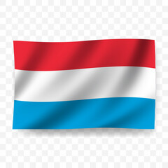 Waving flag of Luxembourg. Illustration of flag on transparent background