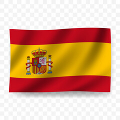 Waving flag of Spanish. Illustration of flag on transparent background