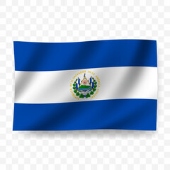Waving flag of El Salvador. Illustration of flag on transparent background