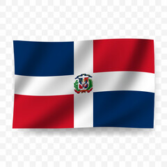 Waving flag of Dominican Republic. Illustration of flag on transparent background