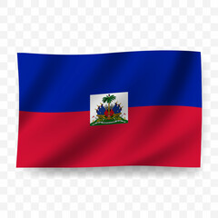 Fototapeta premium Waving flag of Haiti. Illustration of flag on transparent background