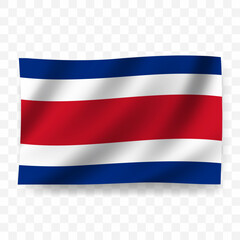 Waving flag of Costa Rica. Illustration of flag on transparent background
