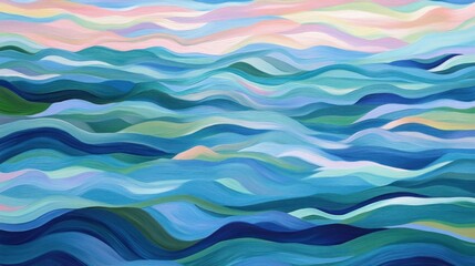 Fototapeta premium Abstract serene wavescape with pastel sky