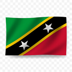 Waving flag of Saint Kitts and Nevis. Illustration of flag on transparent background