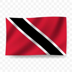Waving flag of Trinidad and Tobago. Illustration of flag on transparent background