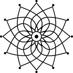 Obraz premium Minimal Vector Mandala with Dot Grid Fill Vector Line art