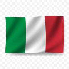 Waving flag of Italy. Illustration of flag on transparent background