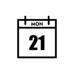 calender icon, 21 monday icon with white background
