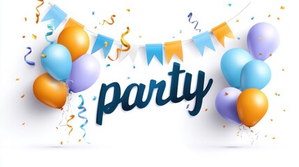 Festive Birthday Party Balloons and Bunting Design