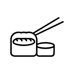 Sushi with chopsticks and dipping sauce in minimalist design concept of Vector Food Icons  