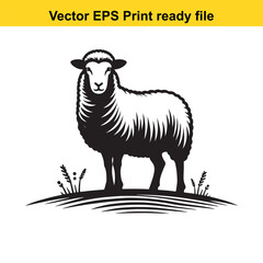 Valais Blacknose Sheep Vector Art | Swiss Alpine Fluffy Sheep | Cute Farm Animal Clipart