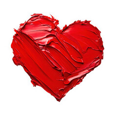 Red paint heart shape isolated on transparent background