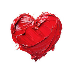 Red paint heart shape isolated on transparent background