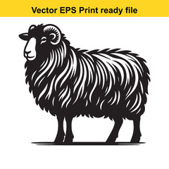 Valais Blacknose Sheep Vector Art | Swiss Alpine Fluffy Sheep | Cute Farm Animal Clipart