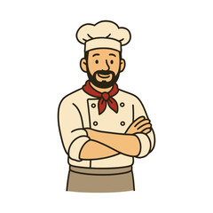 Chef with a tray with cutlery illustration