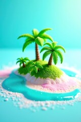 Obraz premium A small island with palm trees and a body of water