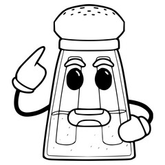 salt and pepper bottle character illustration hand drawn outline vector