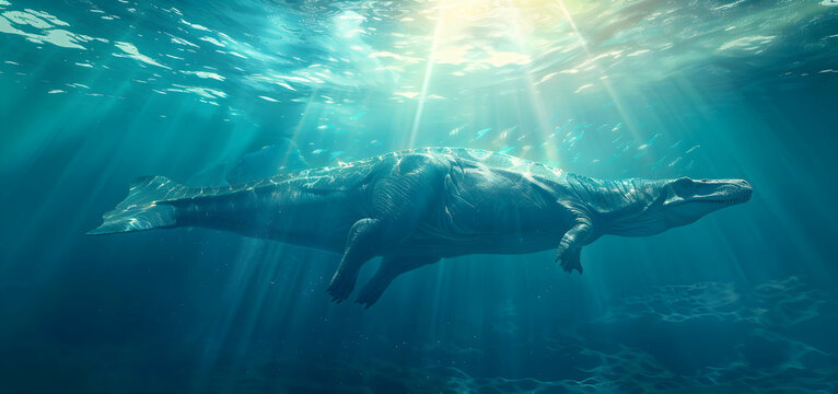 Extinct Marine Reptile Pliosaurus Funkei Swimming Scene

