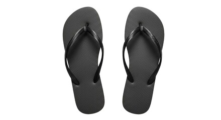 Top view of colorful flip flops isolated on white background perfect for summer vacation visuals beachwear ads and tropical design projects. black flip flops on white background