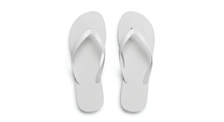 Fototapeta premium Top view of colorful flip flops isolated on white background perfect for summer vacation visuals beachwear ads and tropical design projects. white flip flops on white background