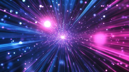 Naklejka premium Blue and pink colors featuring light streaks resembling fireworks bursting in the night sky, creating a magical effect.