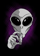 Alien smoke trippy psychedelic illustration