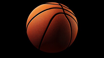 Close-up of a classic orange basketball against a black background. (1)