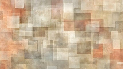 Abstract pattern of overlapping squares in muted tones.