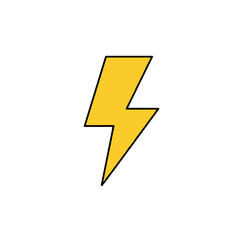 Yellow lightning bolt icon with black outline on a white background  
