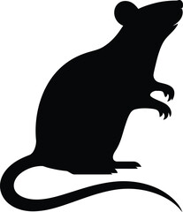 Silhouette illustration of a rat posing upright against a clean transparent background