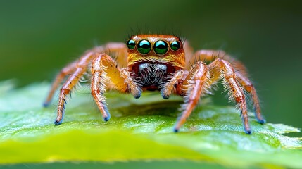 Jumping Spider on Leaf Macro