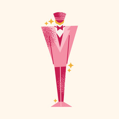 Collection hotel building facade, luggage, room keys, door handles, elevator, bellhop, 'Do Not Disturb' sign, service bell, and champagne glass. Flat cartoon style. Hospitality,  travel concept set