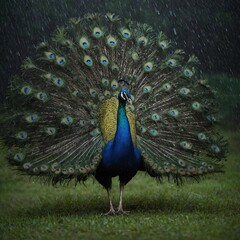 Obraz premium peacock with feathers out