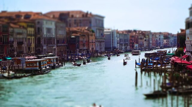 tilt shift time lapse of Grand Canal, Venice, Italy