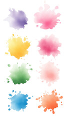 Bright splashes of paint in various colors arranged in a grid layout showcase creativity and artistic expression. This vibrant collection can enhance digital or printed projects