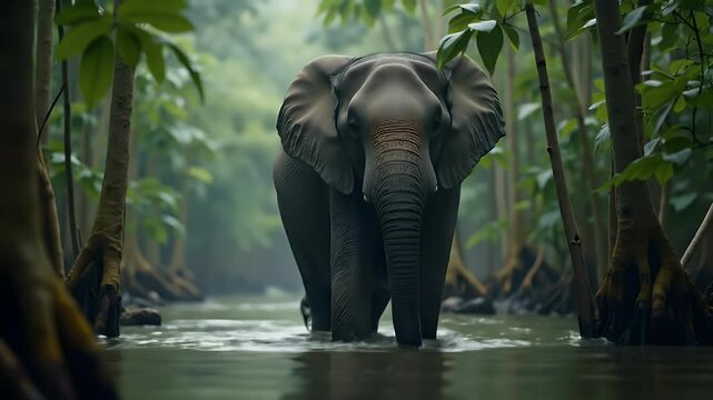 Elephant in jungle river