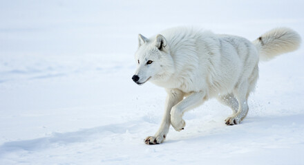 Obraz premium white dog in snow