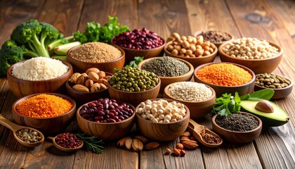 Plant based diet ingredients as cancer fighting, obesity, diabetes and heart healthy food concept