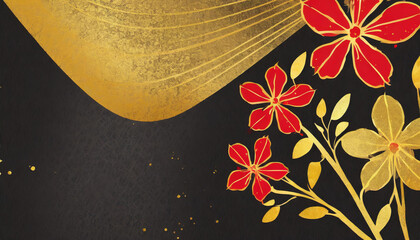 赤と金の和風な洗練されたデザインのテクスチャ・背景素材