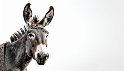 Obraz premium Donkey portrait showing large ears, funny animal expression