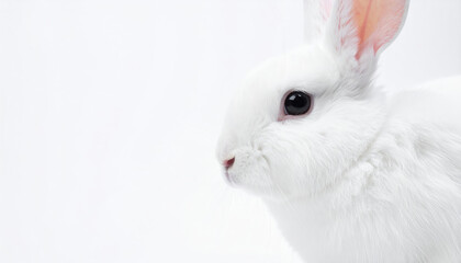 Obraz premium White rabbit posing on a white background