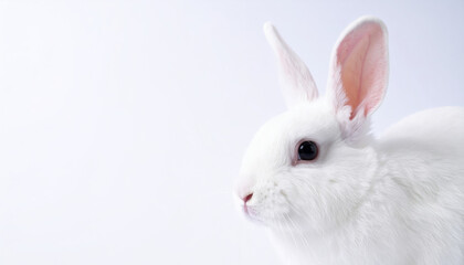 Naklejka premium White rabbit posing on a white background