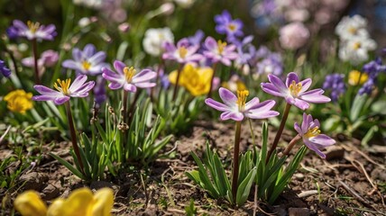 Low angle view of spring flowers