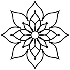 Minimal Vector Mandala with Mandolin Petal Shapes Vector Line art