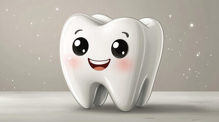 Happy tooth on counter with sparkles