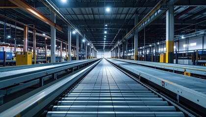 Nighttime View of Compact Storage Facility with Conveyor Belts
