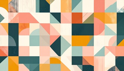 幾何学模様と落ち着いた配色の抽象パターン