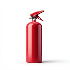 Obraz premium Red Fire Extinguisher Isolated on White Background for Safety Equipment Use