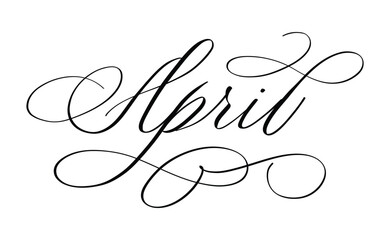 April month written using calligraphic style